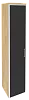 Офисный шкаф высокий узкий лев./прав. (1 высокий фасад чёрное стекло в раме)