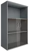 Офисный шкаф средний со стеклом и открытой полкой